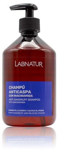 Labnatur Champú Anticaspa - Con Niacinamida - Previene y Elimina la Caspa - Reduce Picores y Exceso de Sebo - Para Cabello Graso y con Caspa - Natural y Vegano - Fabricado en España - 500 ml