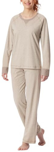 Schiesser Damen Schlafanzug Lang Baumwolle-Nightwear Pyjamaset, Natur_181905, 46