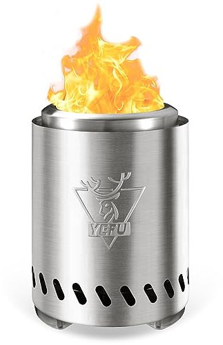 Generic Mini Brasero de Table sans fumée Foyer Portable de Table Exterieur par des granulés ou du Bois, avec Sac de Transport, 2 Mini bâtons et Tapis Ignifuge, 25 × 18 cm