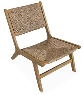 sweeek - Fauteuil Relax de Jardin en Bois et résine Effet Paille. intérieur/extérieur