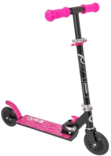 Atom Kinderrolle Inline mit leuchtenden Rädern | Verstellbare Lenkerhöhe | Leicht Faltbarer Scooter für Jungen & Mädchen | Stabiler Tretroller für Kinder von 5-12 Jahren (Pink & Schwarz)