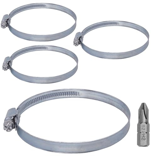 SKIR'CO (4 pezzi) Fascette stringitubo regolabili 130-150 mm, fascette stringitubo in acciaio zincato DIN 3017, fascette stringitubi, diametro regolabile