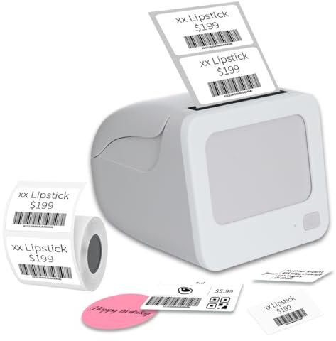 vretti Impresora Etiquetas Autoadhesivas, Mini Termica Etiquetadora Adhesivas Bluetooth Portátil Label Printer Compatible con iOS y Android para Oficina Tienda Hogar,Tamaño de impresión 25-58 mm
