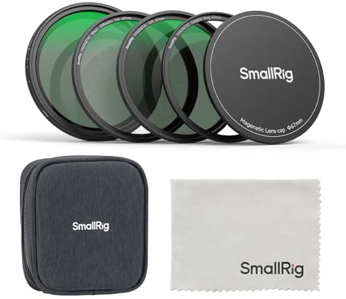 SMALLRIG Kit Filtro Obiettivo Magnetico 5 in 1 da 67 mm, VND + CPL + Nebbia Nera 1/4 + Anello Adattatore Filettato + Copriobiettivo Magnetico + Custodia, per Obiettivo Fotocamera Telefono - 4726