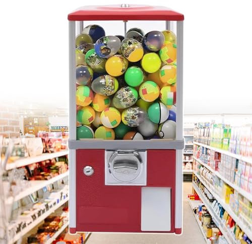 pealiritansemen Machine À Bonbons Et Gommes Commerciale, Machine À Capsules Twister Automatique pour Magasins De Détail, Distributeur De Balles Rebondissantes À Capsules Rondes De 4,5 À 5,5 Cm,Red