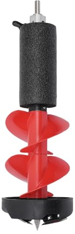 6 inch Ice Auger Drill for Ice Fishing, 2.09lbs Lightweight Hand Drill, Stainless Steel Blades with Universal Adapter & Float, Red Portable Ice Drill Bit, Nylon Ice Fishing Auger Replacement Part