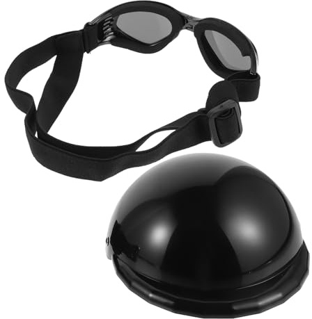 DOITOOL Dog Helmet with Decorative Glasses Plastic Pet Safety Helmet Medium Size for Small Dogs and Cats Motorcycle Riding Protection