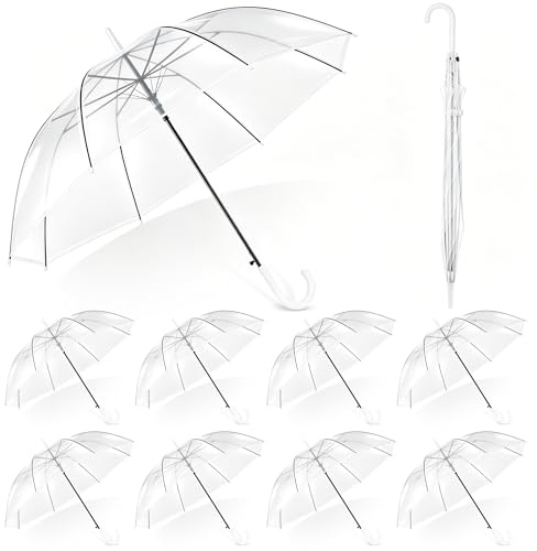 Aodaer 37.4 Inch Clear Umbrellas for Wedding Large White Transparent Umbrella Dome See Through with White Handle for Ladies, Men's, Unisex Party Parasol Rain
