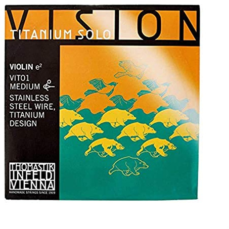 Thomastik Cuerda para violín 4/4 Vision Titanium Solo - cuerda Mi acero cromo liso, medio, bola extraible