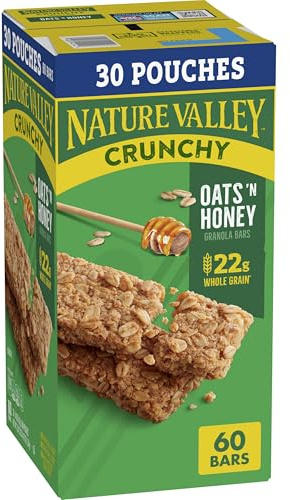 Nature Valley Crunchy Oats 'n Honey Granola Bars, 60 Bars, 44.7 OZ (30 Pouches)