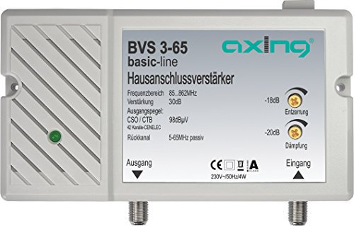 Axing BVS 3-65 Hausanschlussverstärker mit Rückkanal 5-65 MHz (30 dB, 85-862 MHz, 98 dBµV)