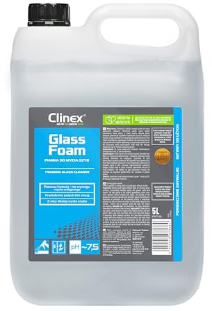 Clinex Foam Detergente spray per vetri 5 litri – 5000 ml/schiuma detergente intensivo per lucidare senza aloni, detergente per vetri e specchi, formula di pulizia senza aloni