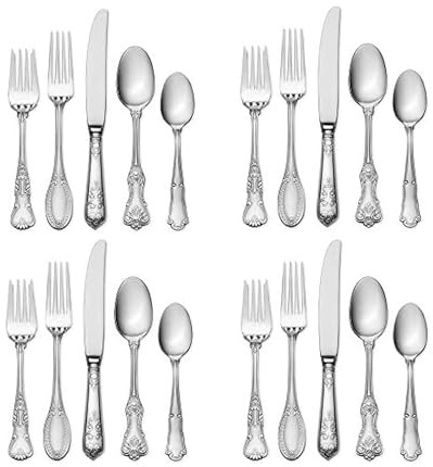 Wallace 5084512 Hotel 20-Piece 18/10 Stainless Steel Flatware Set, Service for 4