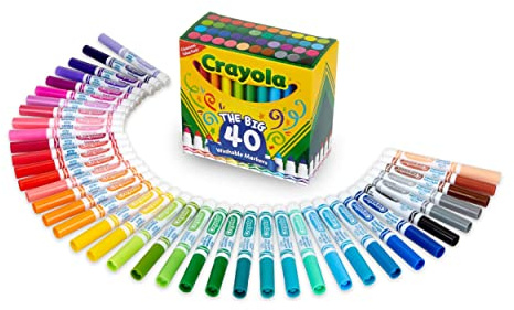 Crayola Ultra-Clean Washable Broad Line Markers, 40 Classic Crayola Colors Non-Toxic Art Tools for Kids & Toddlers, Huge Variety of Bold Vibrant Colors, Great for Classrooms