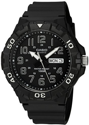 Casio MRW200H Series | Watches for Men | Analog | Black | Sporty Design | 100 Meter Water Resistance | Date Display | Rotary Bezel | Regular Time Keeping (HR, Min, SEC, PM, Date, Day) | 3 Year Battery