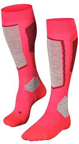 FALKE Damen Skisocken SK2 Intermediate W Kh Wolle Funktionsmaterial warm dick 1 Paar, Rot Rose 8680, 39-40