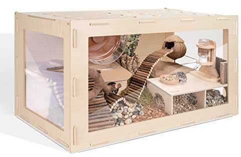 Niteangel Hamsterkäfig - MDF Aspen Bigger World für Zwerghamster, Degus, Mäuse oder ähnlich große Haustiere (76 x 38 x 45 cm)