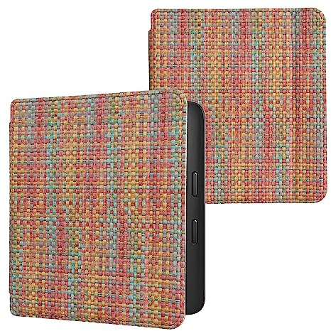 kwmobile Custodia eReader Compatibile con Kobo Libra 2 eReader - Cover eBook PVC con Chiusura Magnetica - Flip Case Effetto Fibra Multicolore