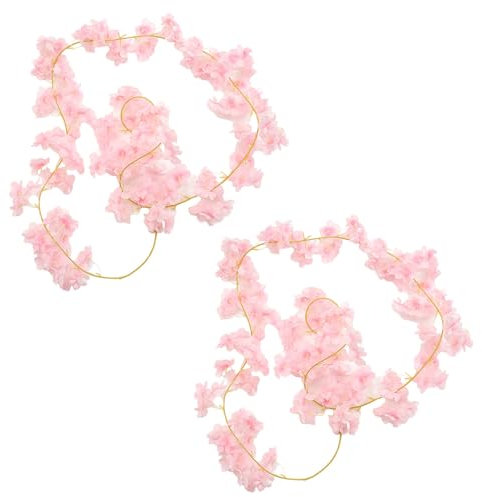 MEMOFYND 2 Cherry Blossom Vines, 180cm Each, Light Pink, Artificial Cherry Blossom Vine, Rattan Flower Decoration, Wedding Parties