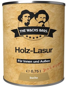 THE WACHS BROS. - Holzlasur Buche - 0,75 - Vielseitiger Anstrich für Innen & Außen - Natürliche Inhaltsstoffe - Dauerhafter Schutz
