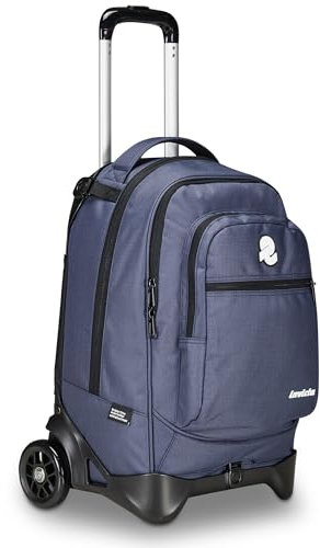 Invicta Plug Plain Schultrolley, Blau, Mehrzweck-Rucksack, Doppelfach mit abnehmbarem Wagen, PC-Tasche, Trinkflasche und Tasche mit Organizer, mittelgroße Trolley, Reisen, blau, Taglia unica, Rucksack