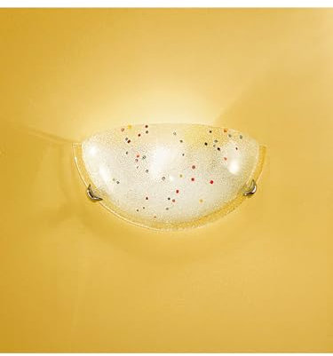 Generico Applique da parete in vetro bianco con murrine colorate 1 luce DP318 per cameretta, salotto, soggiorno, sala da pranzo, camera da letto, corridoio, ingresso.