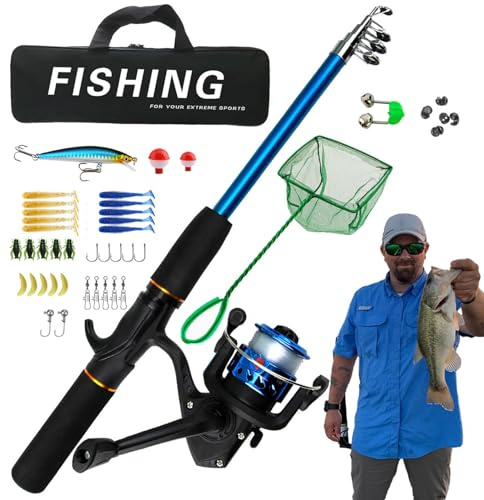 Combinado De Caña De Pescar, Combo De Caña De Pescar Y Carrete | Kit De Caña De Pescar | Carretes Giratorios, Caña De Pescar Telescó, Bolsa De Transporte De Pesca, Portátil para Agua