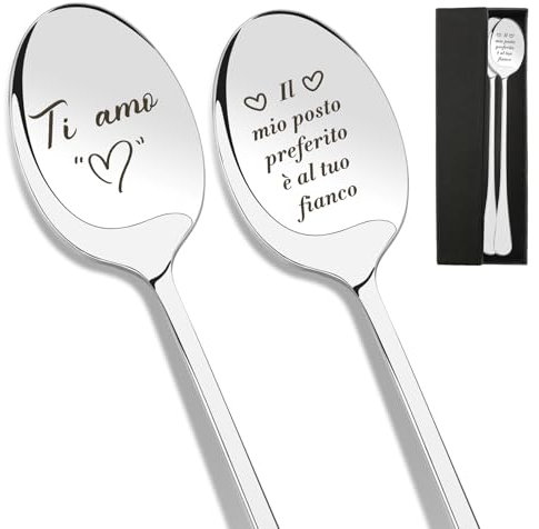 Regalo San Valentino,San Valentino per Lui,Regalo San Valentino Per Lei,Regali Fidanzato,Regalo Fidanzata,Regali Anniversario,Regali Coppia,Amore Regalo,2pcs Cucchiaini da Caffè Acciaio Inossidabile