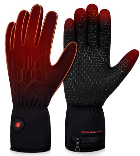 Beheizbare Handschuhe, Beheizte Handschuhe Warme Winterhandschuhe Herren Damen Heizhandschuhe Anti-Rutsch Handschuhfutter Handwärmer (Schwarz, M)