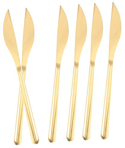 SHOWERORO 6st Edelstahlmesser Bäckerei Butterstreicher Sandwichmesser Praktischer Marmeladenverteiler Wurstwaren Ergonomischer Butterstreicher Frühstücksaufstriche Golden Rostfreier Stahl