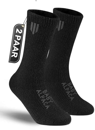 Juclise Men's Thermal Alpaca Crew Socks, Thick Winter Socks (US, Alpha, Large, Regular, Regular, Black)