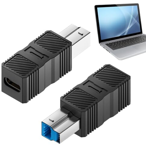 Adaptador USB a B - Adaptador de impresora USB a B 3.0 | Conector Plug and Play, convertidor de transferencia de datos de alta velocidad para escáner, estación de acoplamiento y computadora