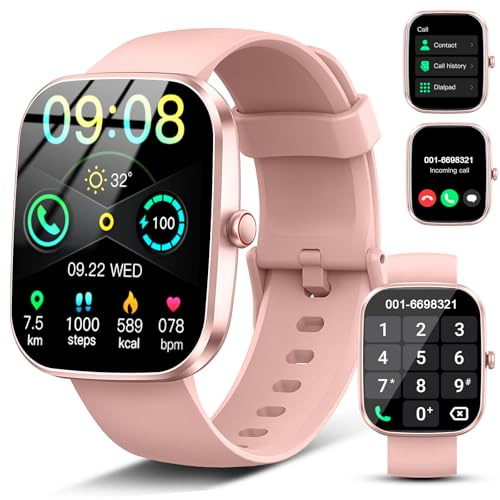 Smart Watch, 2025 HD 1.91 Bluetooth 5.4 Calling Smartwatch for Men Women, Heart Rate/Sleep/SpO2 Monitor, 115+ Sports Fitness Activity Trackers, IP68 Waterproof Step Counter Android iOS Phone, Pink