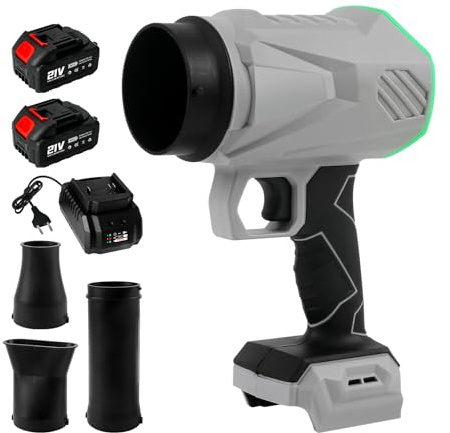 Soffiatore a batteria con getto turbo, motore brushless da 500.000 giri/min, soffiatore turbo a mano con 2 batterie da 4.000 mAh per soffiaggio di neve, cura prato, bolle, bolle di foglie, pulizia