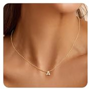 Turandoss Collar Inicial Dorado Mujer - Collar con Inicial Letra A Oro Personalizado Letras Nombre Iniciales Colgante Collares Mujer Chica Niña Joyería Regalos Cumpleaños Regalos Navidad para Novia