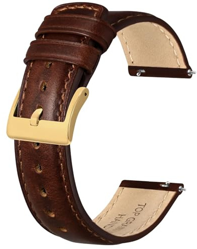 BISONSTRAP Cinturino in Pelle per Uomo e Donna, Pelle Olio Pull-up, Cinturini di Ricambio a Sgancio Rapido, Larghezza Cinturino 18mm 20mm 22mm