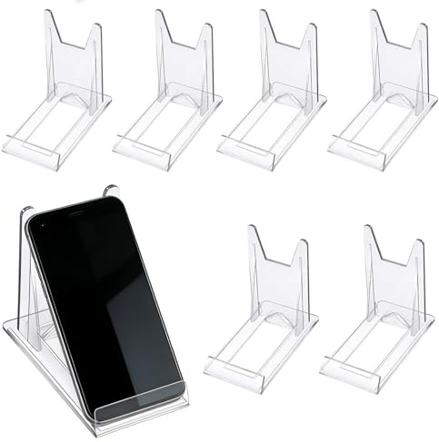 Mshan Expositor de plástico transparente de 6 piezas, soporte para platos de plástico, multiusos, para platos, marcos de fotos, medallas, tarjetas, estante de presentación transparente para el hogar,