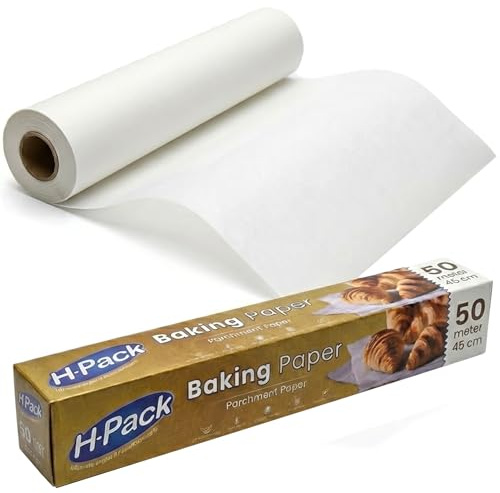 Hot n Fresh 1 x Baking Paper Roll 450mm x 50m Non Stick Parchment Paper for Oven Cooking Roasting Baking Greaseproof Food Safe Kitchen Paper Roll