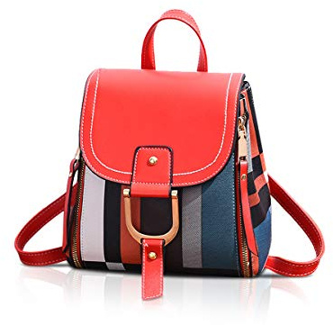 NICOLE&DORIS Mochila Mujer Mochila pequeña Bolso crossbody Bolsos de mano Mochila para damas Cuero Mochila Bolsa de hombro rojo