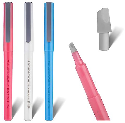 Giantree 3Pcs DIY Diamond Art Painting Parchment Paper Cutter Ceramic to Cut Pen, Craft Art Ceramic Blade Perfectly Painting with Diamonds Tools Accessories for School and Home(Random Color)