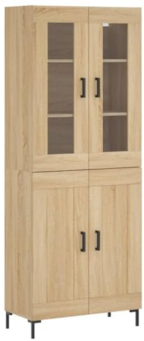 vidaXL Buffet Haut, Armoire de Rangement avec Pieds, Meuble de Rangement, Organisateur Salon Salle de Séjour, Moderne, Chêne Sonoma Bois d'Ingénierie