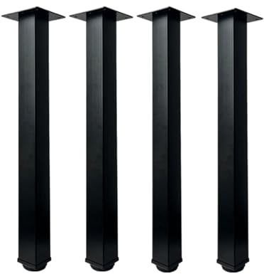Jahof Tischbeine Metall Höhenverstellbar für Couchtisch, Seitentisch, Vierkant-Profil 50x50mm, 4 Stück (Schwarz, 60 cm)