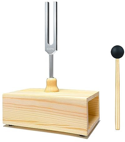 Kopinma 432 Hz Stimmgabel Silber & Holzfarbe + Aluminiumlegierung Stimmgabel Zur Klangheilung, Stimmgabelresonanzunterricht, Hörtests, mit Resonanzkasten.