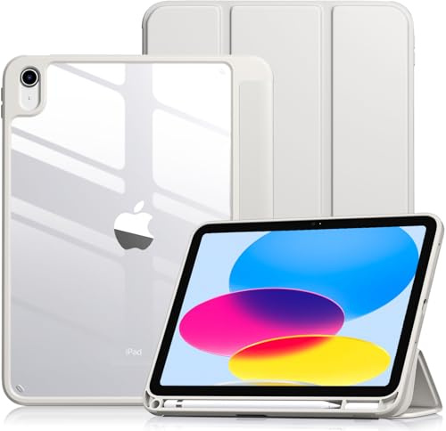 Vobafe Case for iPad (A16) 11th Generation 11 Inch 2025/iPad 10th Generation 10.9 Inch 2022 with Pencil Holder, PC Clear Back Cover, Slim Trifold Stand Case Supports Auto Wake/Sleep, SpaceGray