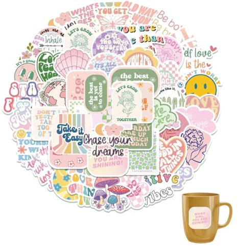 100 Stück Dänische Pastell Aufkleber,Boho Sticker Aufkleber, Buch Lesen Vintage-Aufkleber,Aesthetic Stickers,Wasserfeste Vinyl-Aufkleber für Wasserflaschen, Scrapbooking, Tagebuch, Laptop