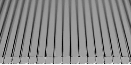 Gewächshausplatten 8 STK: 1200x700 Polycarbonat Doppelstegplatten 8 mm Rauchig grau - UV-beständige Polycarbonatplatten Für Gewächshaus - Robuste Polycarbonat Doppelstegplatten Für Carports