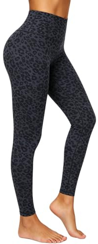 Enjoyoga Leggings Damen High Waist [mit Innentasche] -Blickdicht Sporthose Laufhose für Sport Yoga Gym -13(L-XL, Y -Schwarz Leopard)