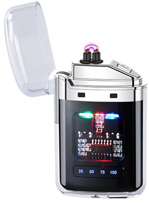 Upgrade USB-C Rechargeable Double Arc Electric Lighter with LED Digital Display, Flameless Waterproof Cigarette Lighter for Camping/Smoking/Outdoor (Black)