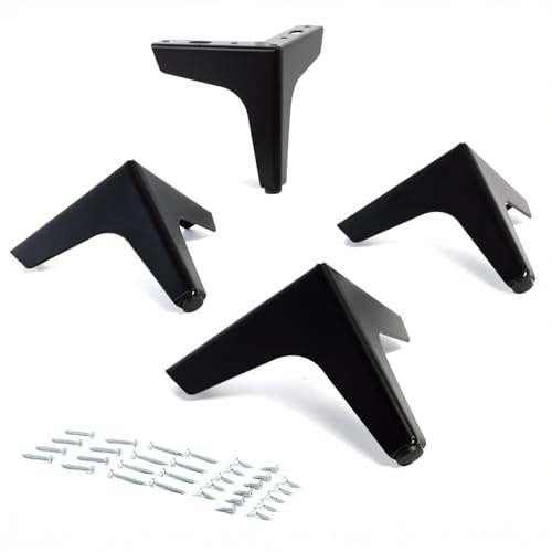 VERDU - Kit 4 Patas para Muebles de Acero, Negro Mate, Altura 100-180mm. Patas para Sofas de fácil Montaje. Ideal para Muebles Auxiliares, Mesitas de Noche, Aparadores. (4, DYRA H120)