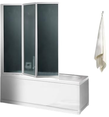 Rocard® – Box Vasca Pieghevole 3 Ante 133-134 cm – Parete Sopravasca in Plexiglass per Vasca da Bagno – Antigoccia, Salvaspazio e Facile da Installare